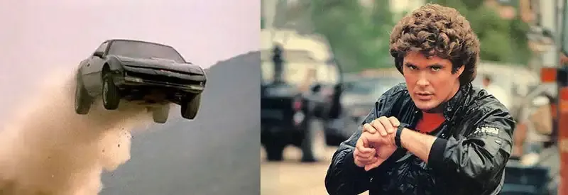 Michael Knight talking to KITT